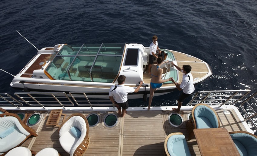 Ship's Tender Alongside On Yacht PEGASUS VIII