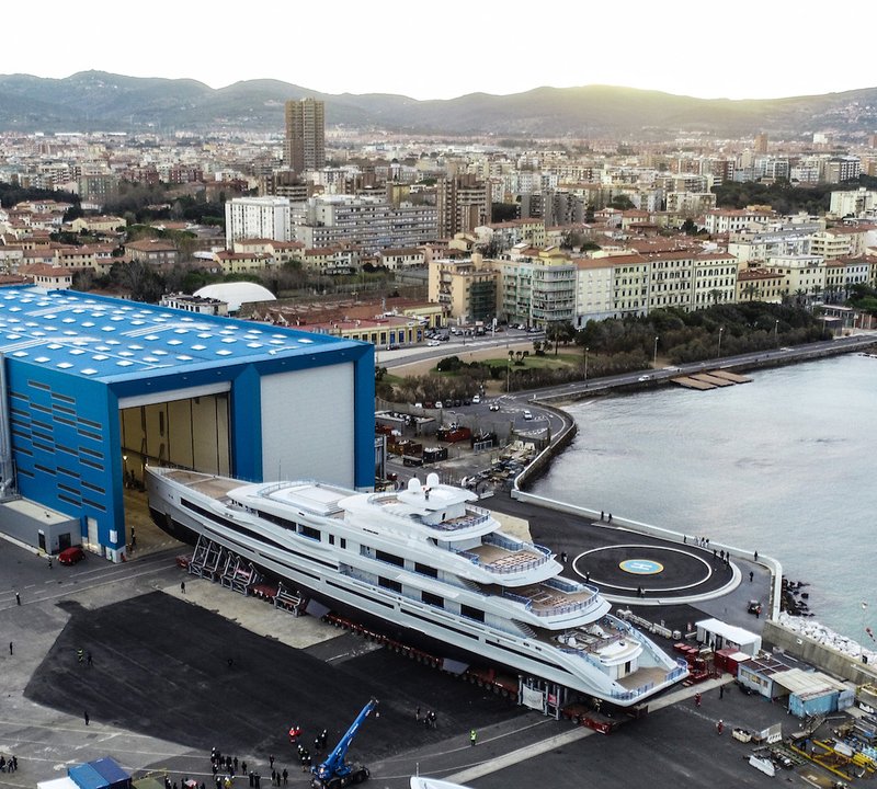 Benetti FB277 Leaving Shed To Be Launched In Italy