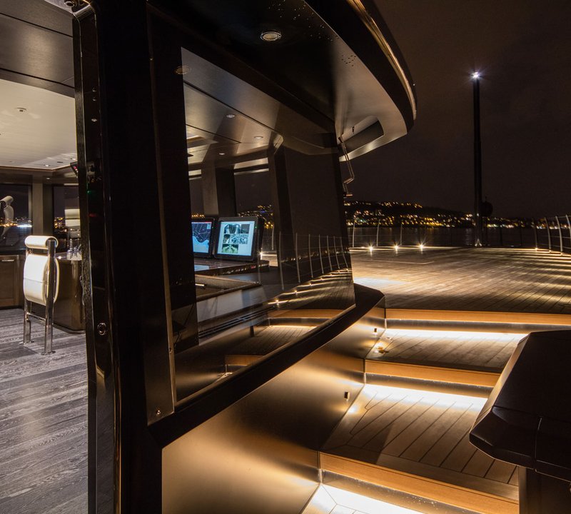 Cockpit And Forward Deck By Night