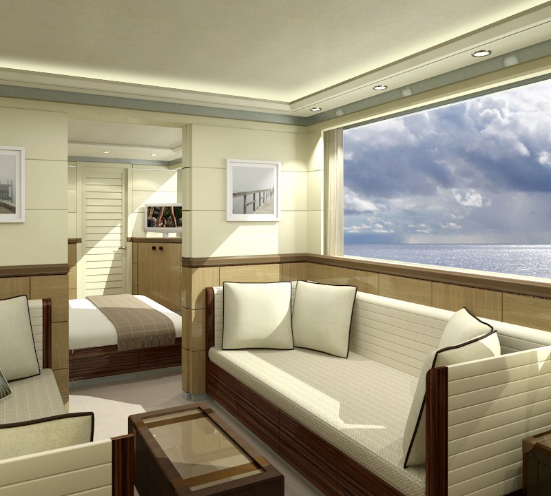 Interior of the 33m Curvelle Quaranta Superyacht - Image Courtesy Curvelle Yachts
