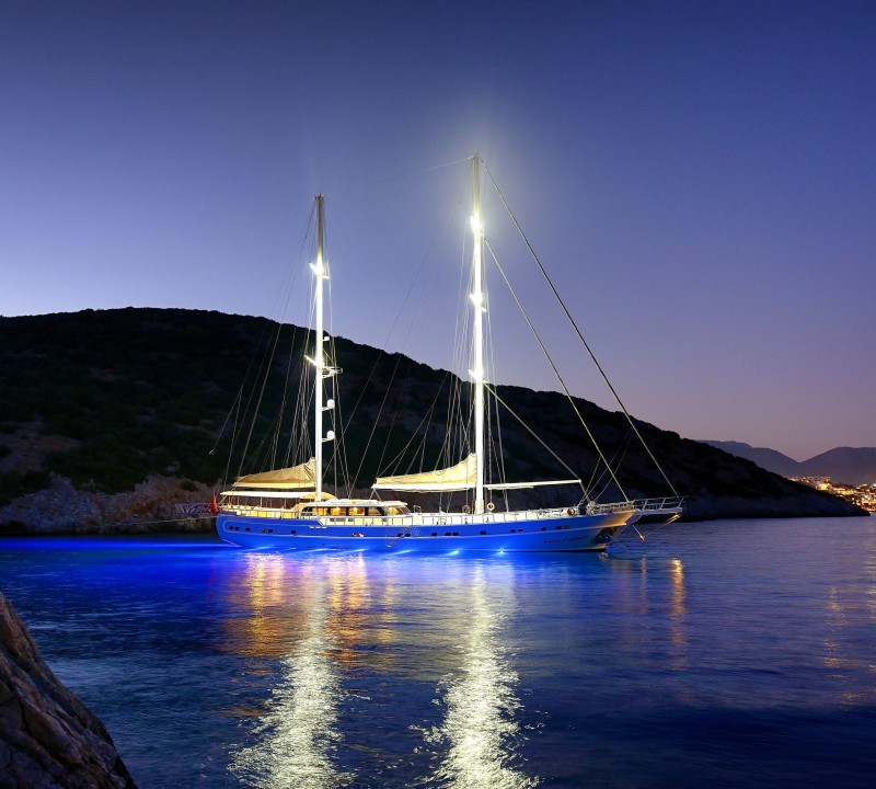Luxury Gulet Queen Of Salmakis In The Evening