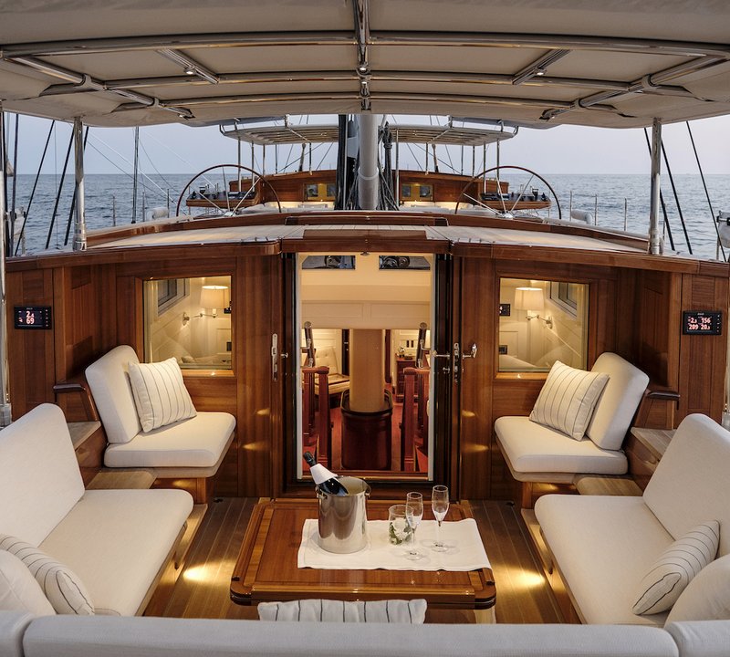 Luxury Sailing Yacht AQUARIUS - From Exterior Looking Inside