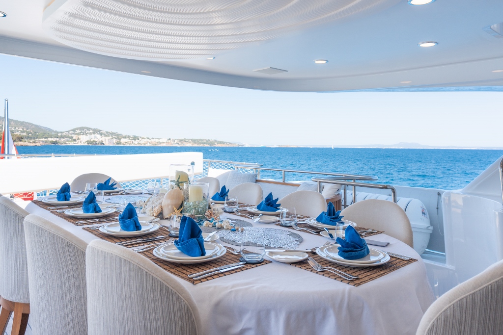 Main Deck Aft - Dining Table Set Up