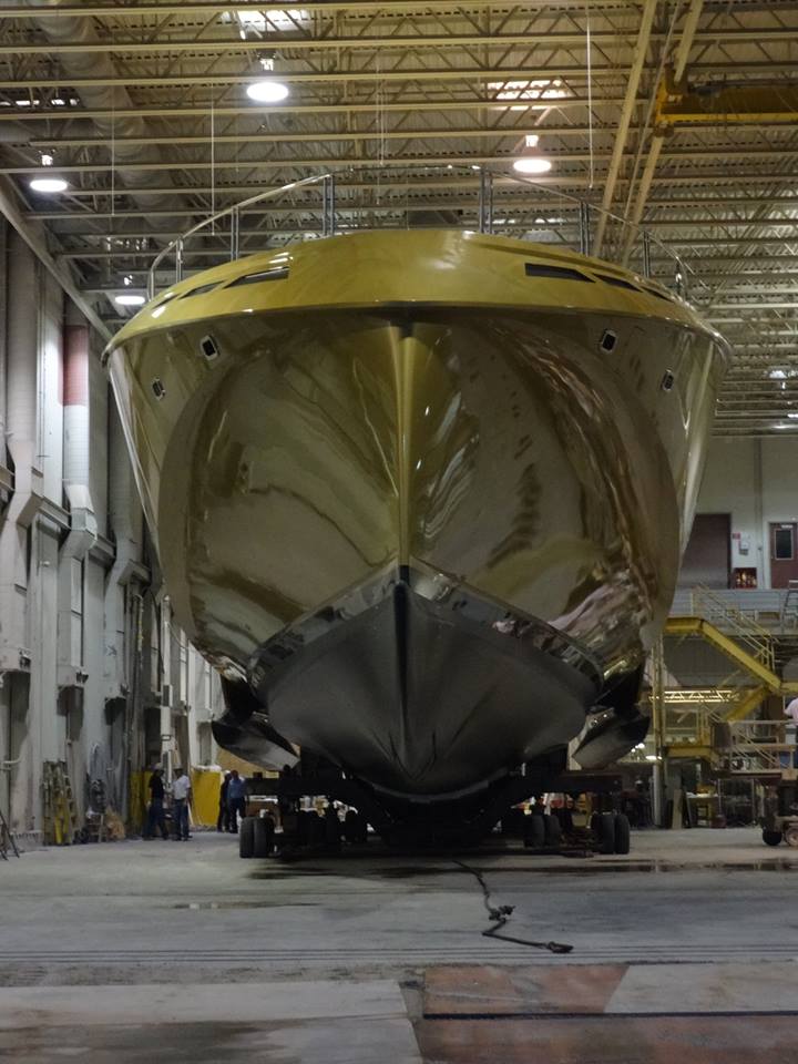 New Palmer Johnson 48M SuperSport superyacht leaving her shed