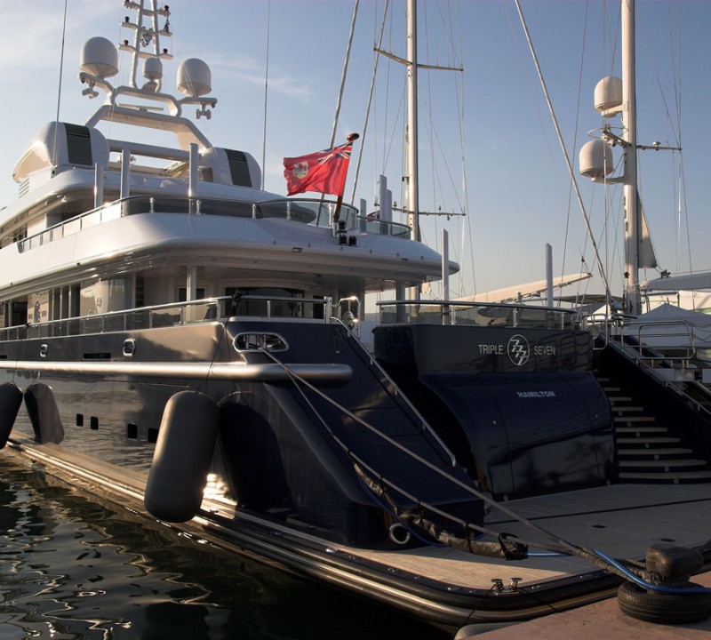 Nobiskrug luxury yacht Triple Seven rear view