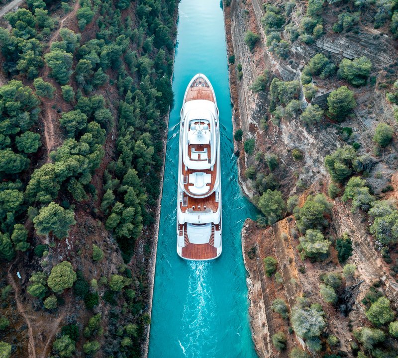 Aerial View Of The Mega Yacht