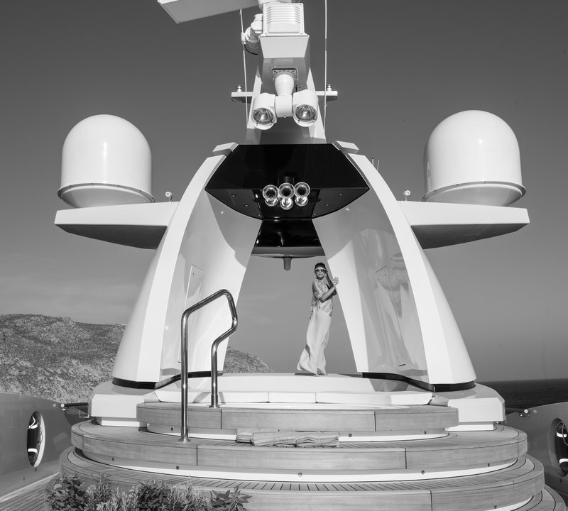 Sun Deck With Jacuzzi Black And White Lifestyle