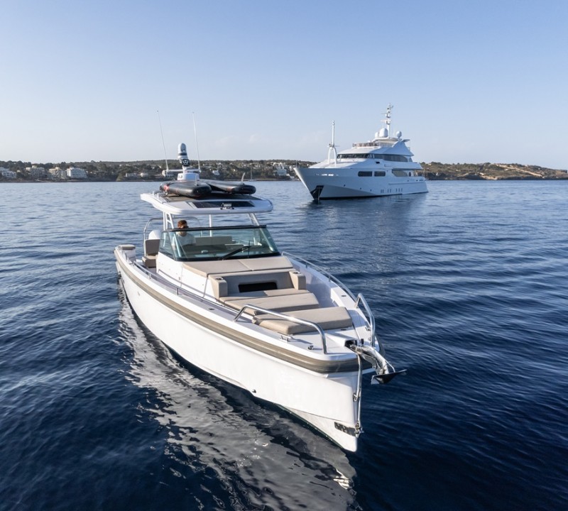 Tender With Yacht Background