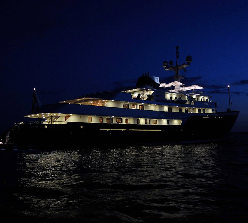 At night